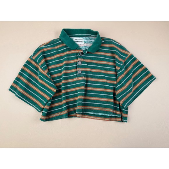 Urban Outfitters Tops - Y2K Retro Striped Cropped Polo Shirt Green XS Urban Outfitters